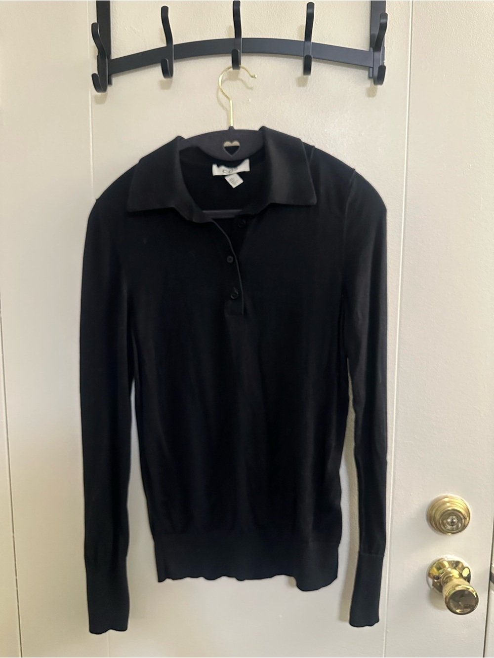 COS Black Long-Sleeve Crew Polo Sweater